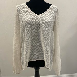 GUESS Long Sleeve Ivory Top